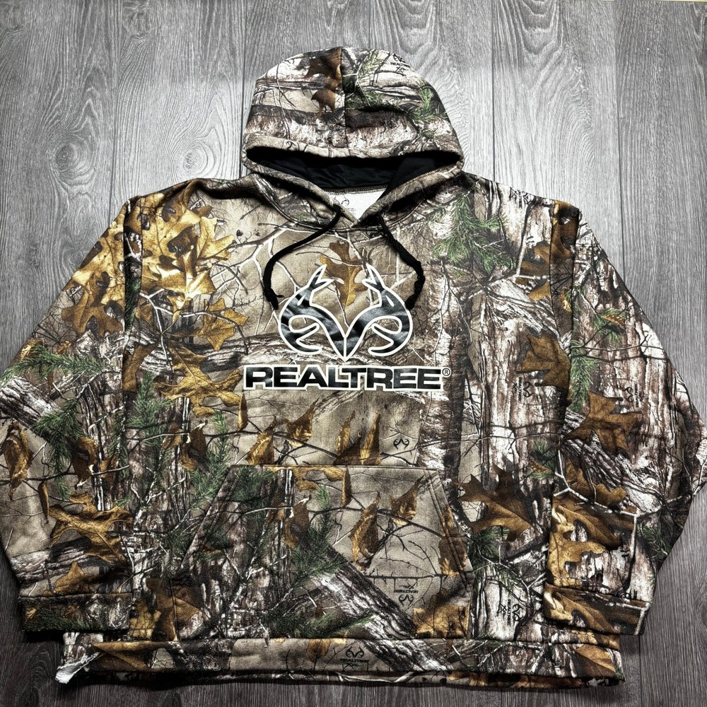 Realtree 3XL 3XG Big Tall Mens Camo Hoodie Pullover Sweatshirt Brown Performance